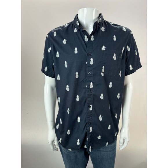Mens Hawaiian Shirt By Molokai Surf Co. Pineapple Print Short Sleeve Button-Up L - Picture 14 of 16
